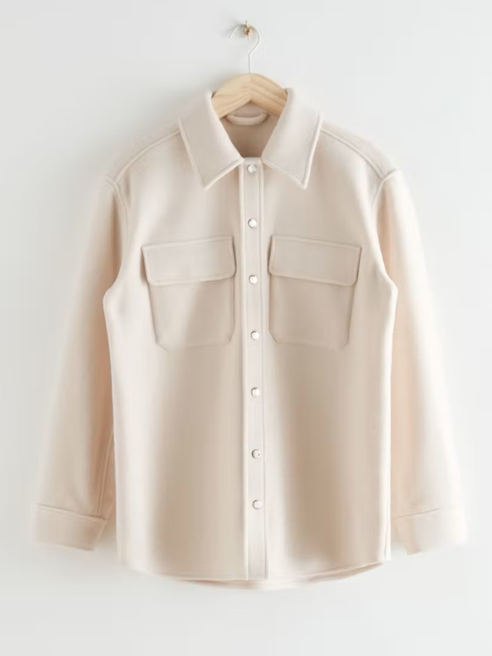 & Other Stories Wool Blend Shirt Jacket Shacket Cream Size US 4